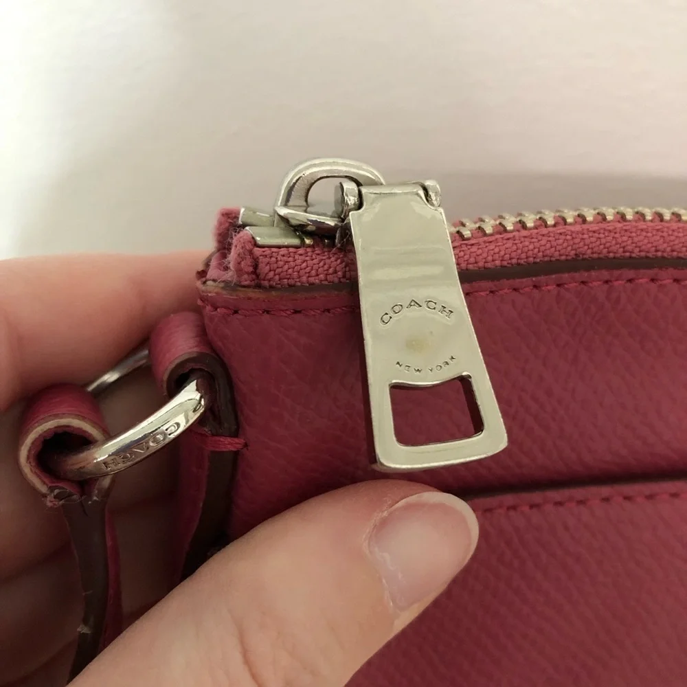 Coach Pink Crossgrain Leather East West Crossbody Bag